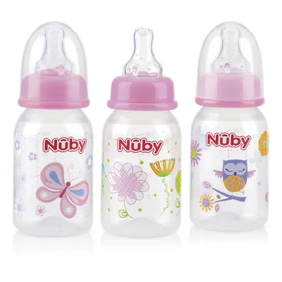 Mamadeira Nuby Estampada Bico De Silicone Rosa 120 ml Mamadeira Nuby Estampada Bico De Silicone Rosa 120 ml