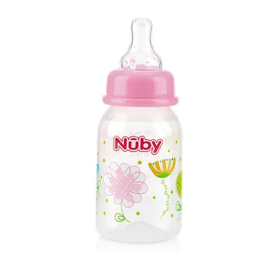 Mamadeira Nuby Estampada Bico De Silicone Rosa 120 ml