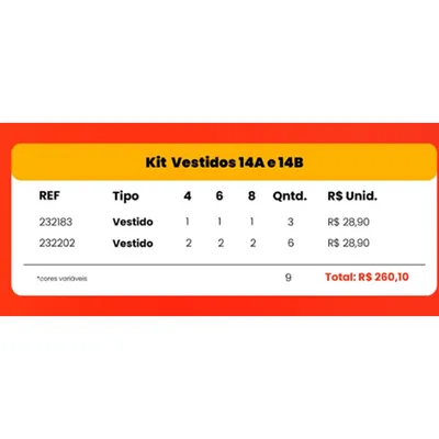 Kit Infantil Elian Vestido 9 Peças Kit Infantil Elian Vestido 9 Peças