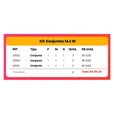 Kit Infantil Elian Conjunto Menina 9 Peças Kit Infantil Elian Conjunto Menina 9 Peças