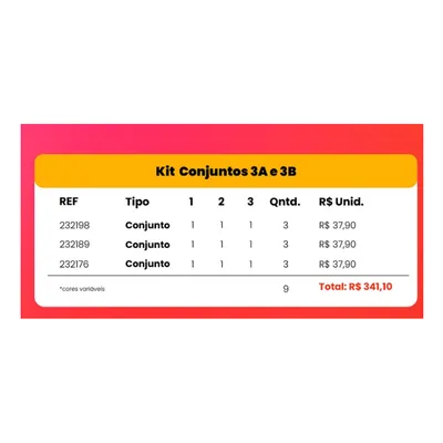 Kit Infantil Elian Conjunto Menina 9 Peças Kit Infantil Elian Conjunto Menina 9 Peças