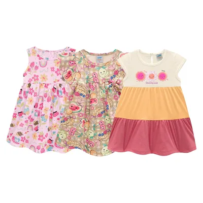 Kit Vestido Bebê Marlan Menina Com 9 Peças Kit Vestido Bebê Marlan Menina Com 9 Peças