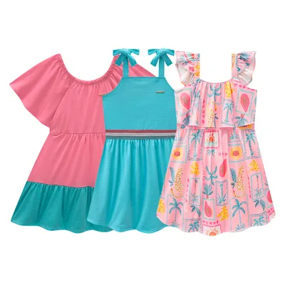 Kit Vestido Infantil Marlan Menina Com 9 Peças Kit Vestido Infantil Marlan Menina Com 9 Peças