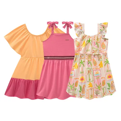 Kit Vestido Infantil Marlan Menina Com 9 Peças Kit Vestido Infantil Marlan Menina Com 9 Peças
