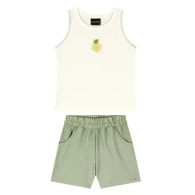 Conjunto Infantil Lamon Blusa Canelada Bubble E Short Conjunto Infantil Lamon Blusa Canelada Bubble E Short