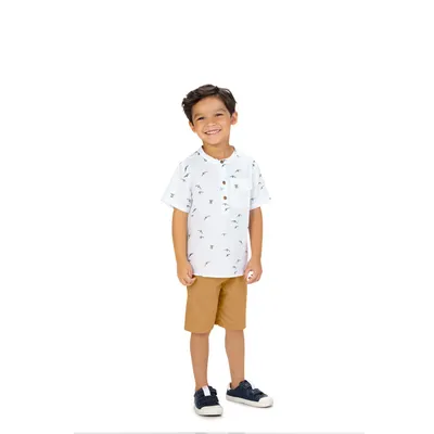 Conjunto Infantil Milon Camisa Tricoline E Bermuda Conjunto Infantil Milon Camisa Tricoline E Bermuda