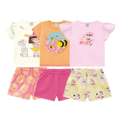 Kit Conjunto Bebê Marlan Menina Com 9 Peças Kit Conjunto Bebê Marlan Menina Com 9 Peças