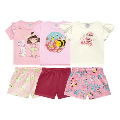 Kit Conjunto Bebê Marlan Menina Com 9 Peças Kit Conjunto Bebê Marlan Menina Com 9 Peças