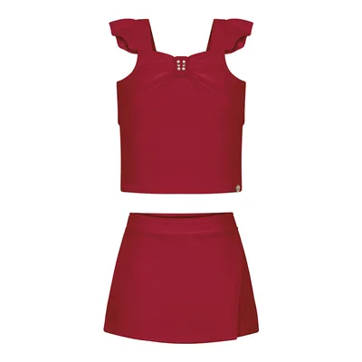 Conjunto Juvenil Alakazoo Blusa Alça Babado E Short Saia Conjunto Juvenil Alakazoo Blusa Alça Babado E Short Saia