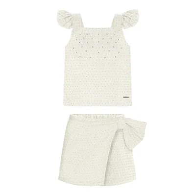 Conjunto Juvenil Alakazoo Blusa Detalhe Strass E Short  Saia Conjunto Juvenil Alakazoo Blusa Detalhe Strass E Short  Saia