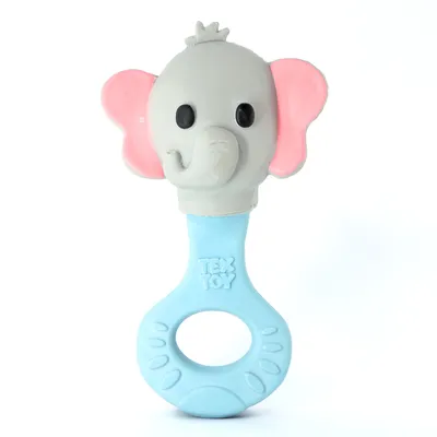 Chocalho Mordedor Textoy Bebê Elefante Azul