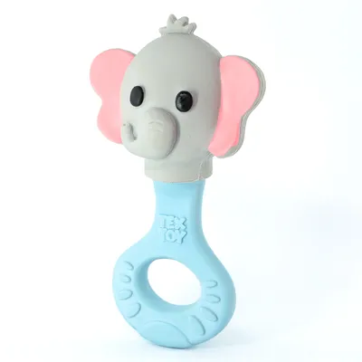 Chocalho Mordedor Textoy Bebê Elefante Azul