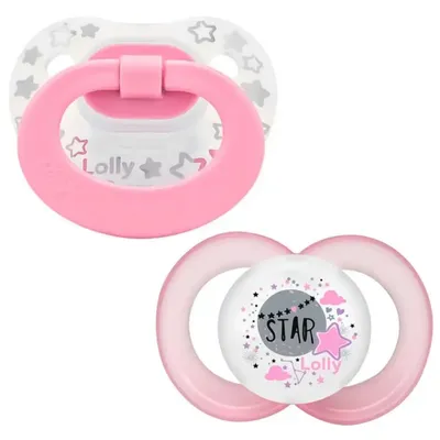 Kit Chupeta Bebê Lolly Baby Star Silicone - 02 Unidades