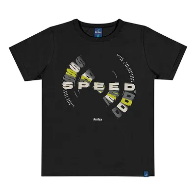 Camiseta Infantil Reirex Manga Curta Meia Malha Estampa Speed