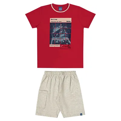 Conjunto Infantil Reirex Camiseta Estampada E Bermuda