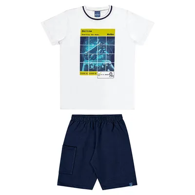 Conjunto Infantil Reirex Camiseta Estampada E Bermuda Conjunto Infantil Reirex Camiseta Estampada E Bermuda
