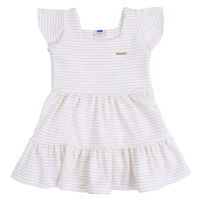Vestido Infantil Marlan Cavado Decote Quadrado Fio Lurex