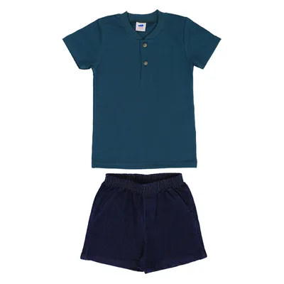 Conjunto Infantil Marlan Camiseta Malha Trabalhada E Bermuda