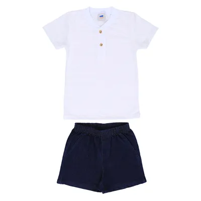 Conjunto Infantil Marlan Camiseta Malha Trabalhada E Bermuda