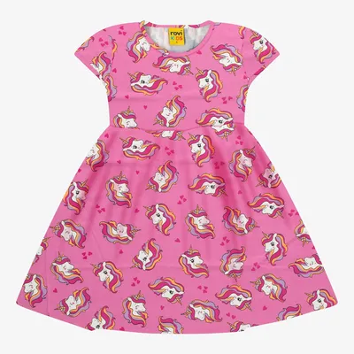 Vestido Infantil Rovitex Manga Curta Estampa Unicórnio
