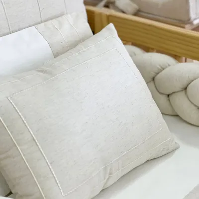 Almofada Retangular Para Berço Biramar Em Linho Bege