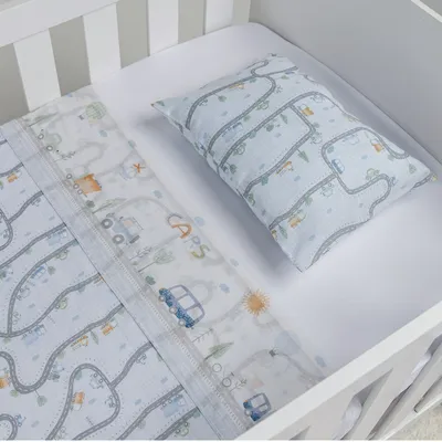 Jogo Lençol Berço Tamanho Padrão Papi Carros - 3 Peças