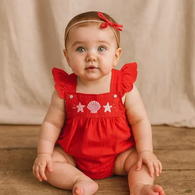 Banho De Sol Bebê Din Don Bordado Concha E Estrela