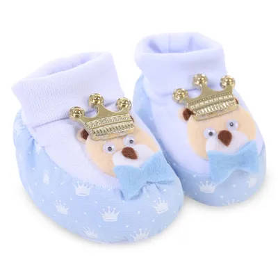 Pantufa Bebê Laços Elias Ursinho com Coroa Dourada E Laço Pantufa Bebê Laços Elias Ursinho com Coroa Dourada E Laço