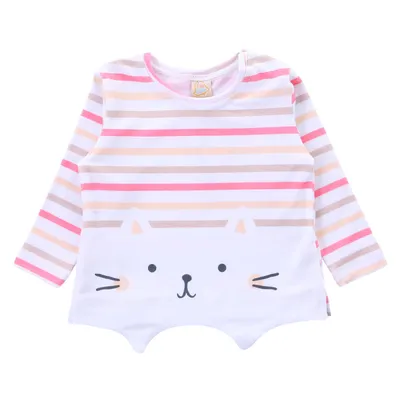 Blusa Din Don Manga Longa Listrado Gatinho Blusa Din Don Manga Longa Listrado Gatinho