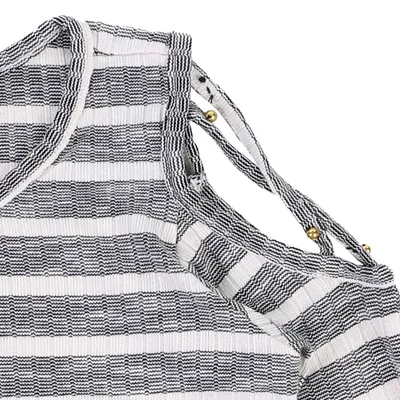 Blusa Juvenil Caracoles Listrada Cut Out Nos Ombros