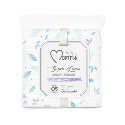 Fralda Papi Mami Super Luxo 05 Unidades Com Bainha 70x70 Menino
