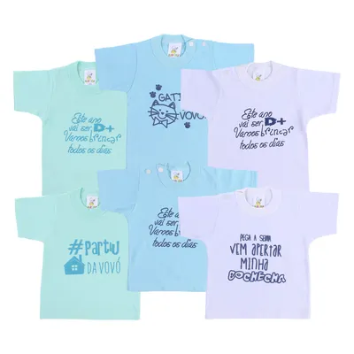 Kit Camiseta Gente Miúda Manga Curta Sortido Frases Kit Camiseta Gente Miúda Manga Curta Sortido Frases