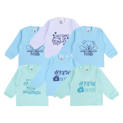 Kit Camiseta Gente Miúda Manga Longa Sortido Frases Kit Camiseta Gente Miúda Manga Longa Sortido Frases