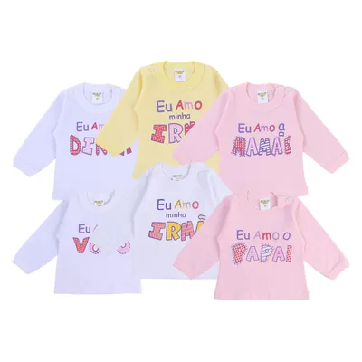 Kit Camiseta Gente Miúda Manga Longa Frases Kit Camiseta Gente Miúda Manga Longa Frases