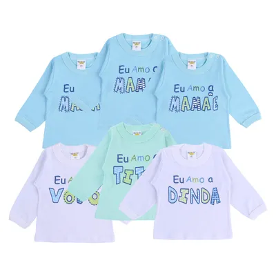 Kit Camiseta Gente Miúda Manga Longa Frases Kit Camiseta Gente Miúda Manga Longa Frases