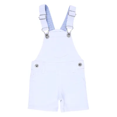 Jardineira Curta Din Don Em Sarja Color Com Detalhe Listrado