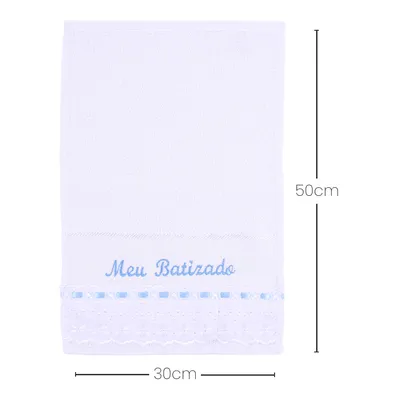 Toalha Batizado Art Bebê Bordado Meu Batizado Azul Toalha Batizado Art Bebê Bordado Meu Batizado Azul