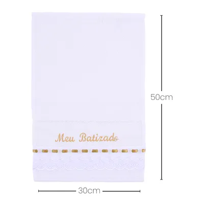 Toalha Batizado Art Bebê Bordado Meu Batizado Dourado Toalha Batizado Art Bebê Bordado Meu Batizado Dourado