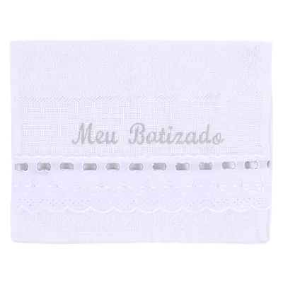 Toalha Batizado Art Bebê Bordado Meu Batizado Prata