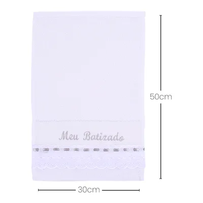 Toalha Batizado Art Bebê Bordado Meu Batizado Prata