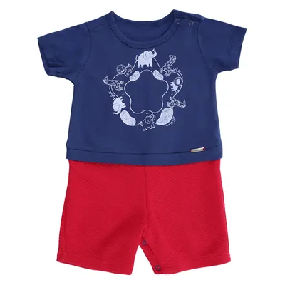 Macacão Curto Bebê Le Bhua Com Estampa Bichinhos