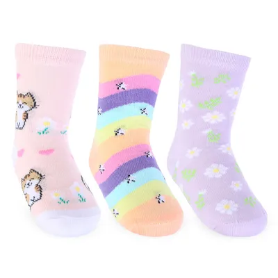 Kit Meia Infantil Selene Estampada - 03 Peças