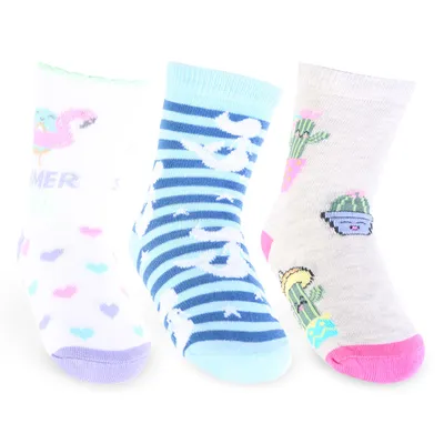 Kit Meia Infantil Selene Estampada - 03 Peças