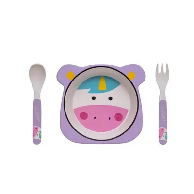 Kit Alimentação Eco Bambu Giro Baby Unicórnio - 03 Peças