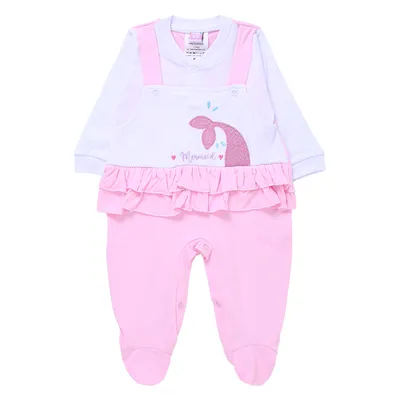 Macacão Longo Bebê Din Don Bordado Sereia