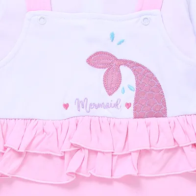 Macacão Longo Bebê Din Don Bordado Sereia