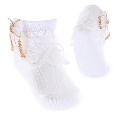 Meia Festa Bebê Everly Aplicação De Laço