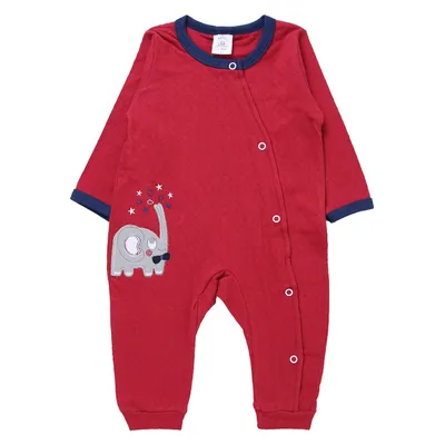 Macacão Longo Bebê Presente De Anjo Bordado Elefante Macacão Longo Bebê Presente De Anjo Bordado Elefante