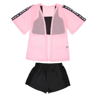 Conjunto Juvenil Pami Cropped + Shorts Com Tela Conjunto Juvenil Pami Cropped + Shorts Com Tela