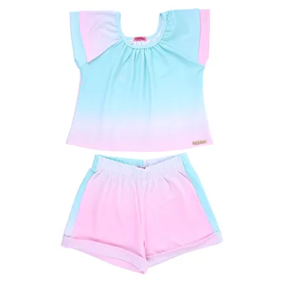 Conjunto Infantil Kookabu Blusa Listras + Shorts Barra Virada Conjunto Infantil Kookabu Blusa Listras + Shorts Barra Virada